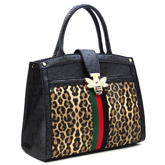 Queen Bee Stripe Leopard Satchel & Wallet Set - Picture 3 of 15